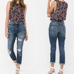 KanCan Rofa High Rise Distressed Mom Jean Size 26